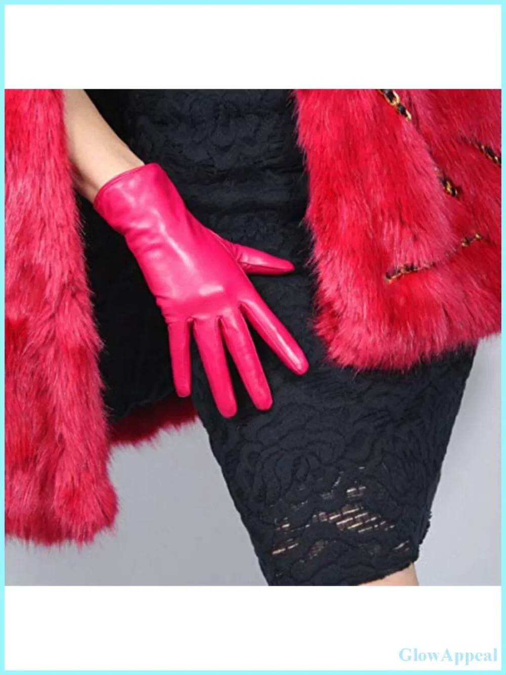 Women's Real Leather Gloves Imported Goatskin Wrist Short Winter Warm Driving
